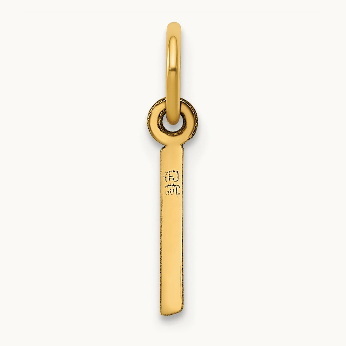 Small Slanted Block Initial Charm — 14K Yellow Gold, I