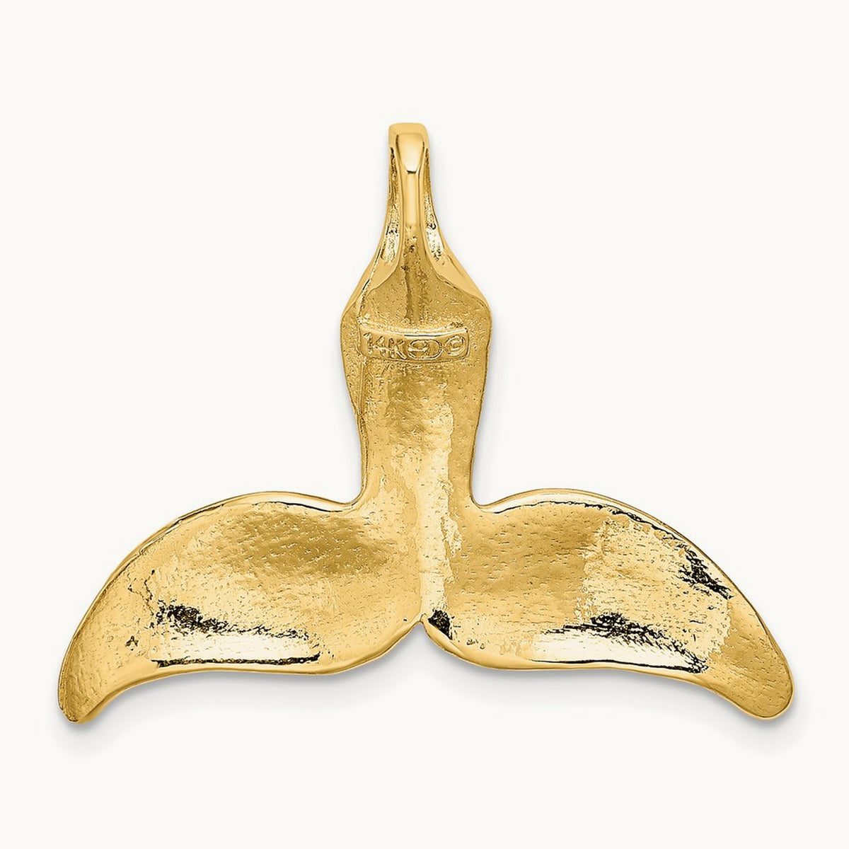 3-D Polished Whale Tail Chain Slide — 14K Yellow Gold, 25mm