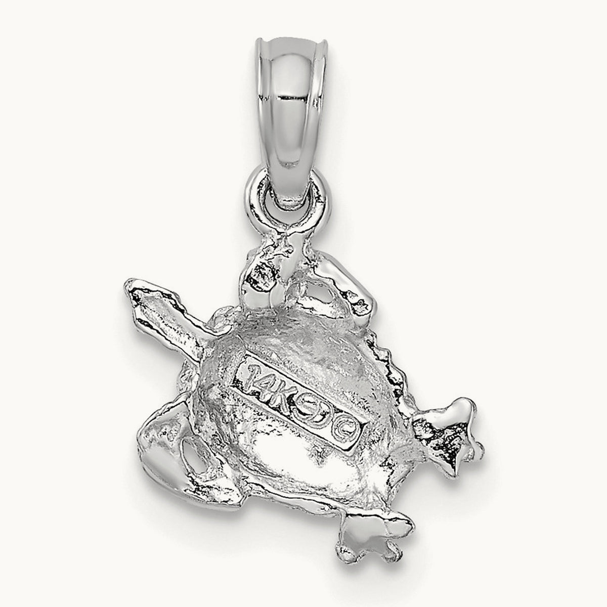 Textured Sea Turtle Charm — 14K White Gold