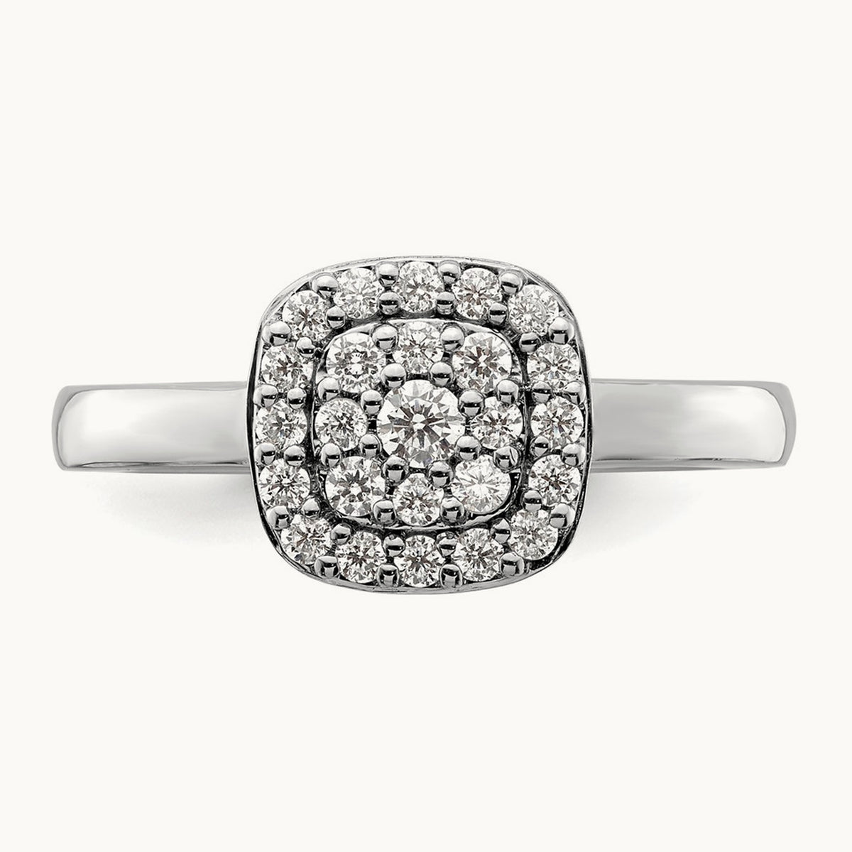 Square Halo Ring — 14K White Gold, 7