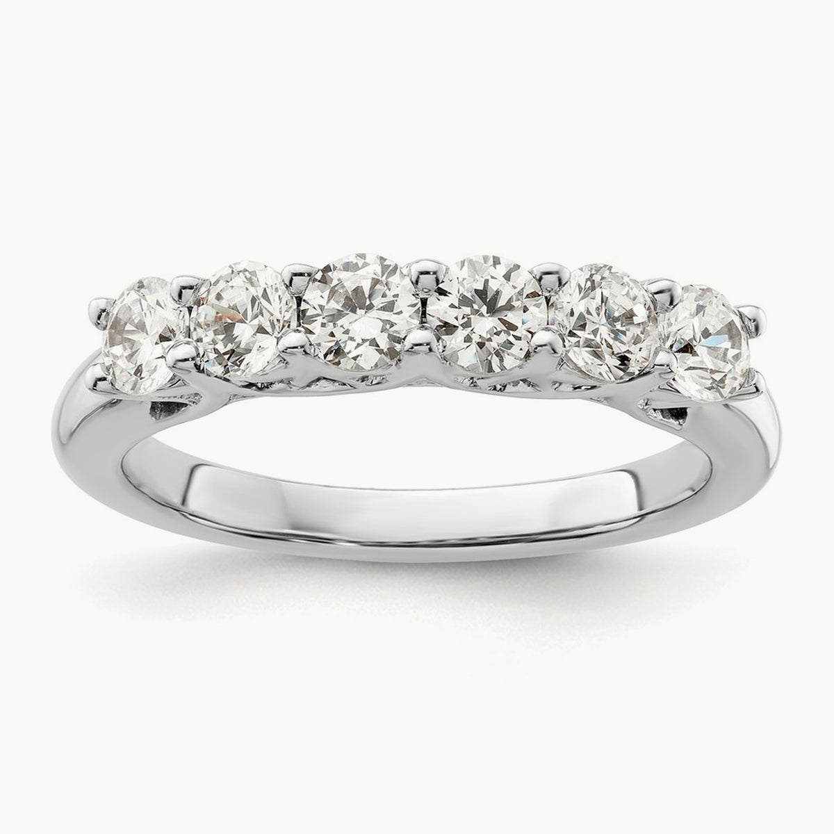 6-Stone Diamond Band, 14K White Gold