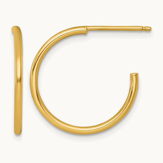 1.5 x Polished Post Hoop Earrings, 20mm, 14K