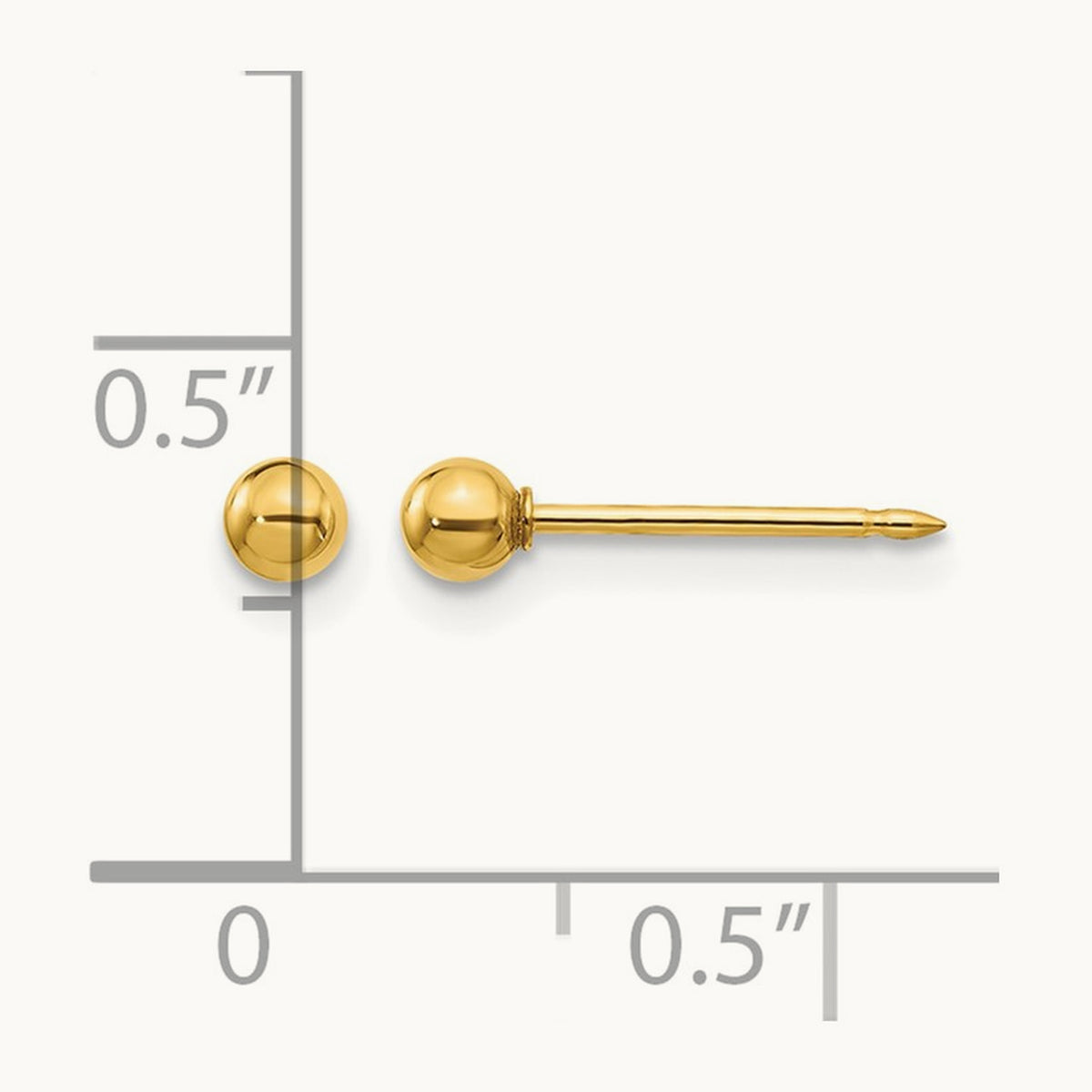 Inverness Ball Post Earrings — 18K Yellow Gold, 3mm