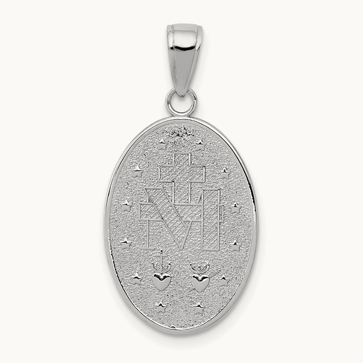 Miraculous Medal Pendant — 14K White Gold, 29mm