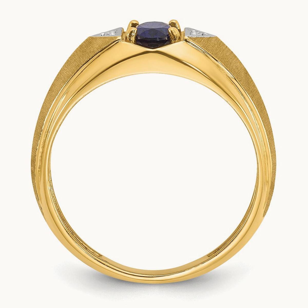 IBGoodman Men's Cr.Sapphire and Diamond Satin Complete Ring, 14K