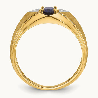 IBGoodman Men's Cr.Sapphire and Diamond Satin Complete Ring, 14K