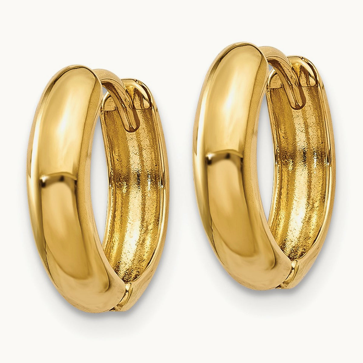 Polished Hinged Hoop Earrings — 14K Yellow Gold