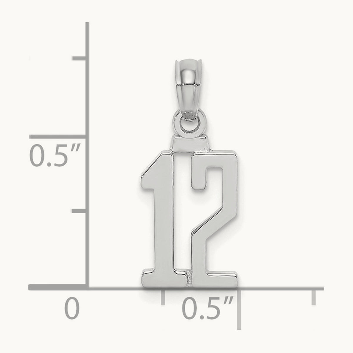Polished Number 12 Pendant — 14K White Gold, 15mm