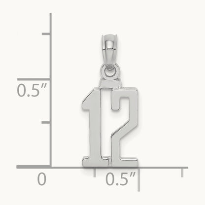 Polished Number 12 Pendant — 14K White Gold, 15mm
