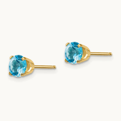 Blue Topaz Earrings - December, 5mm, 14K