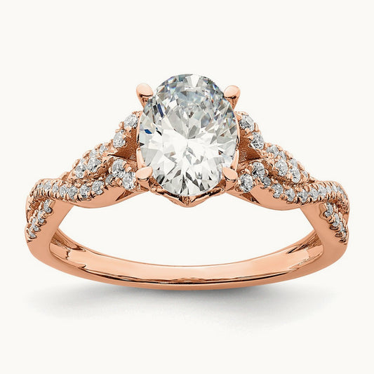 1ct Criss-Cross Oval Semi-Mount Engage Dia Ring, 14K Rose Gold