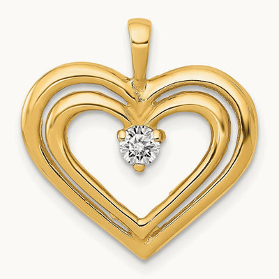 AA Diamond Double Heart Pendant, 14K
