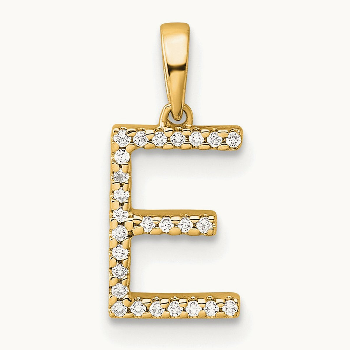 Diamond Letter E Initial Pendant, 14K