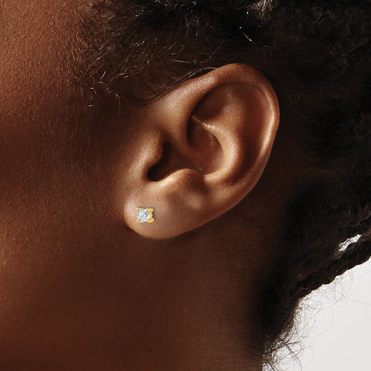 Cushion Four-Prong Stud Earrings, 0.50-6.00 ct tw Lab-Grown Diamond — 1/2 ct, 14K Yellow Gold