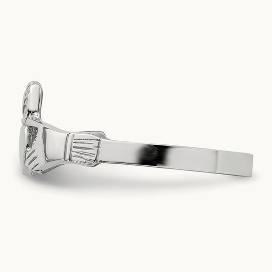 Polished Claddagh Ring, 14K White Gold