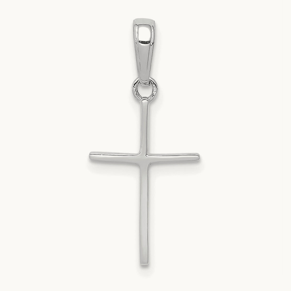 Polished Cross Pendant — 14K White Gold