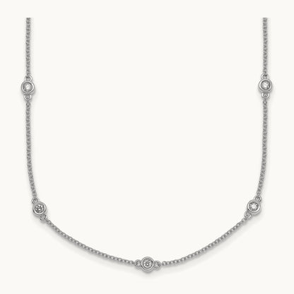 Diamond Station Cable Necklace, 14K White Gold