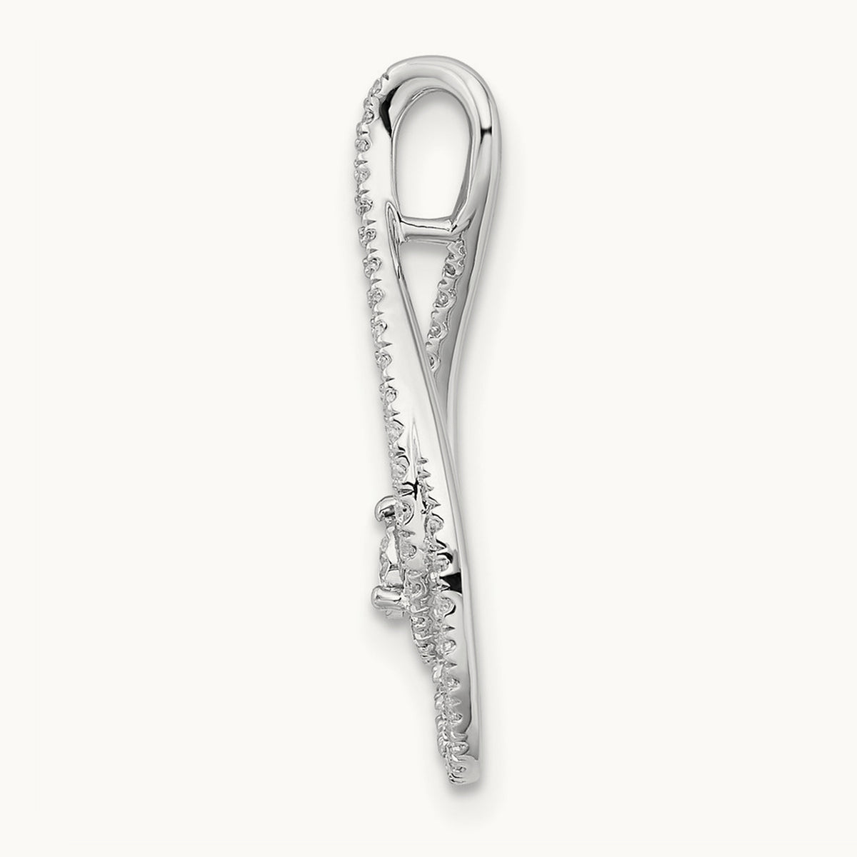 Diamond Teardrop Chain Slide, 14K White Gold