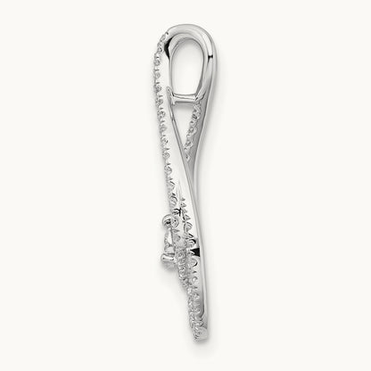 Diamond Teardrop Chain Slide, 14K White Gold