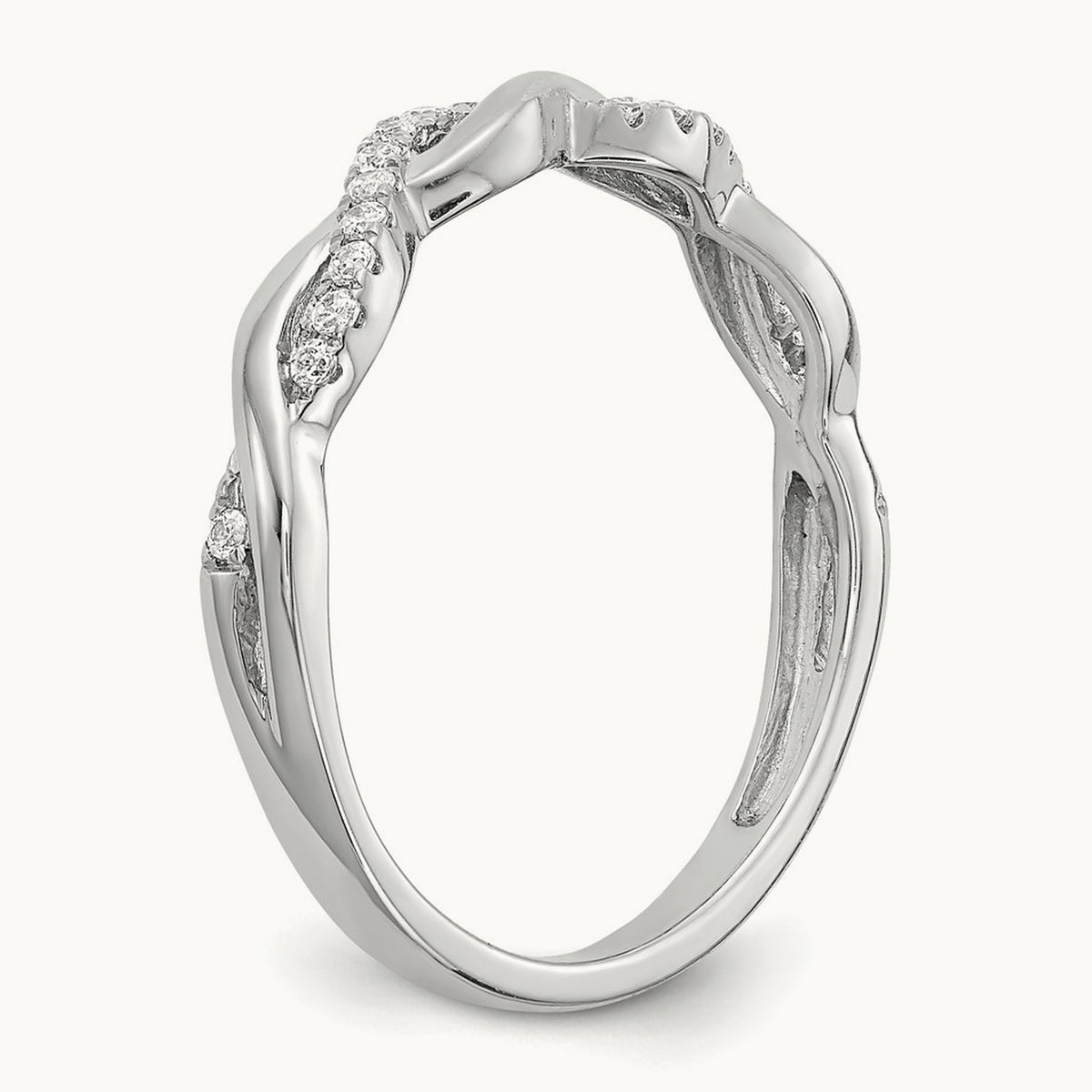 Diamond Criss-Cross Wedding Band — 14K White Gold, 7