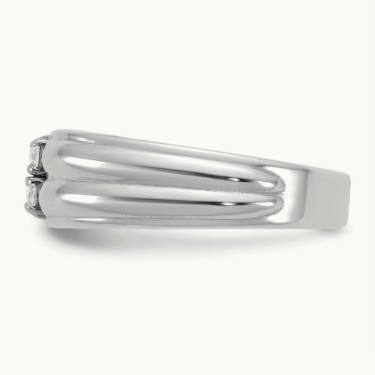 Setting: 14K Two-Tone IB Goodman Men's Polished 4-Stone Diamond Ring Mounting, 14K Gold — 14K White Gold