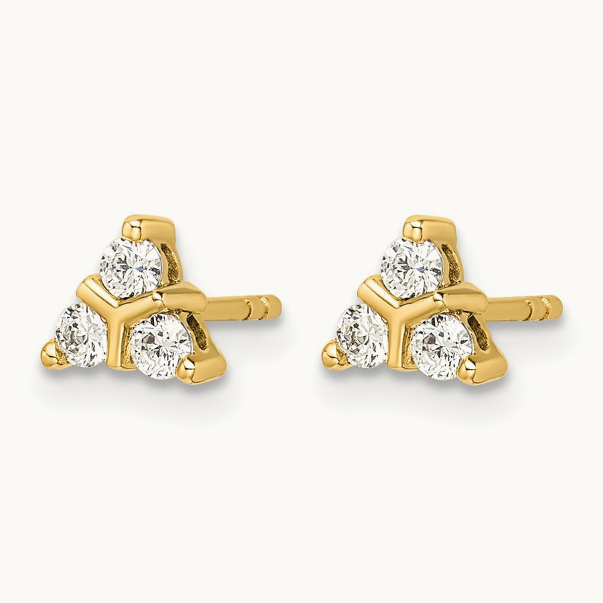 3-stone Diamond Triangle Earrings, 14K