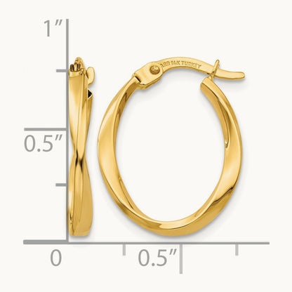 Polished Twisted Oval Hoop Earrings — photo set