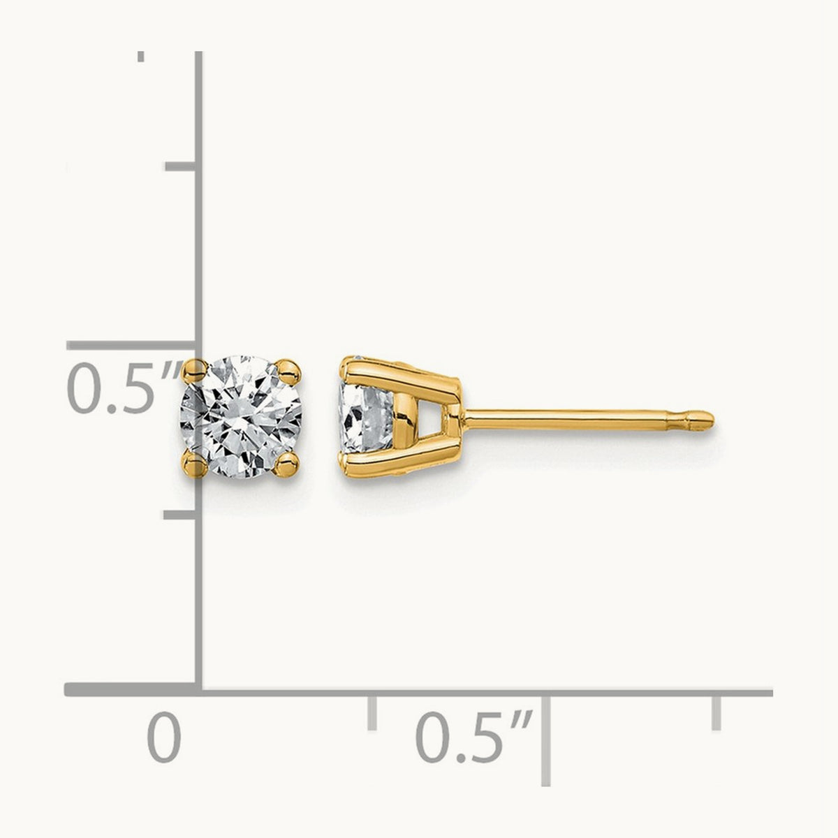 Round Angled Stud Earrings, 0.50-4.00 ct tw Lab-Grown Diamond — 5/8 ct, 14K Yellow Gold