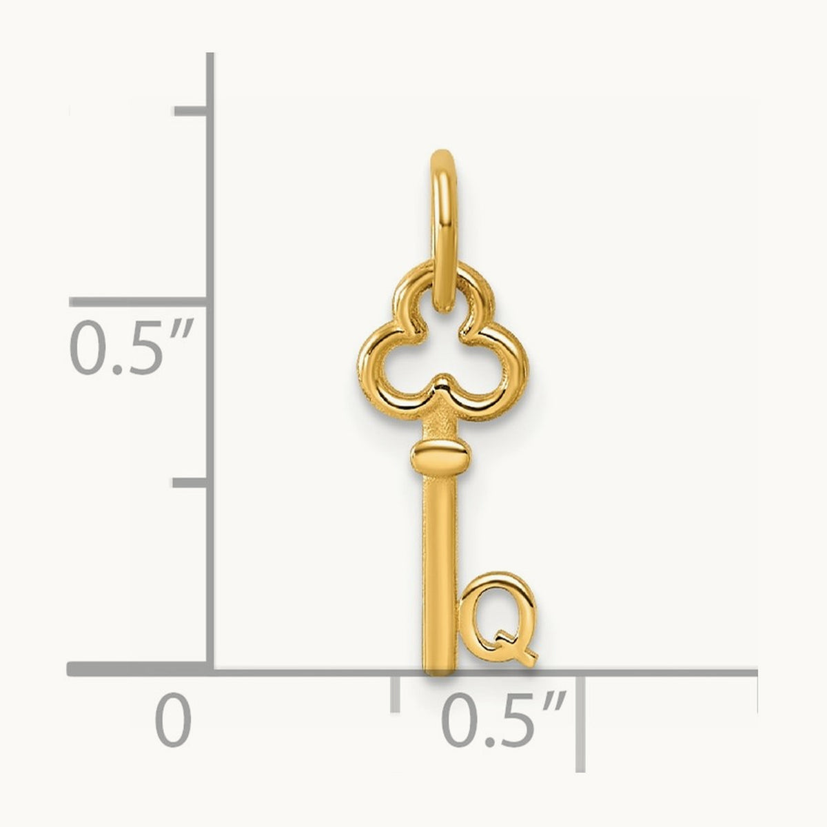 Key Letter Q Initial Charm, 14K