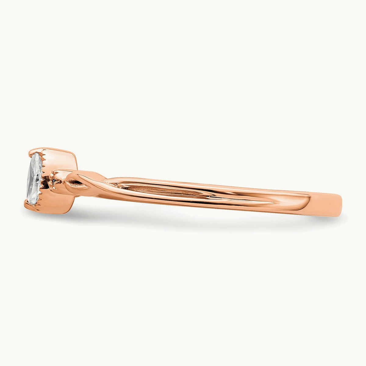 Petite Beaded Edge Marquise Complete Diamond Ring — 14K Rose Gold, 7