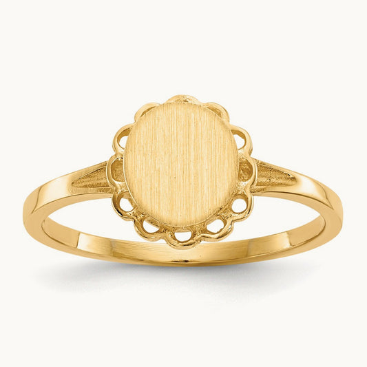 6.5x7. Open Back Signet Ring, 0mm, 14K