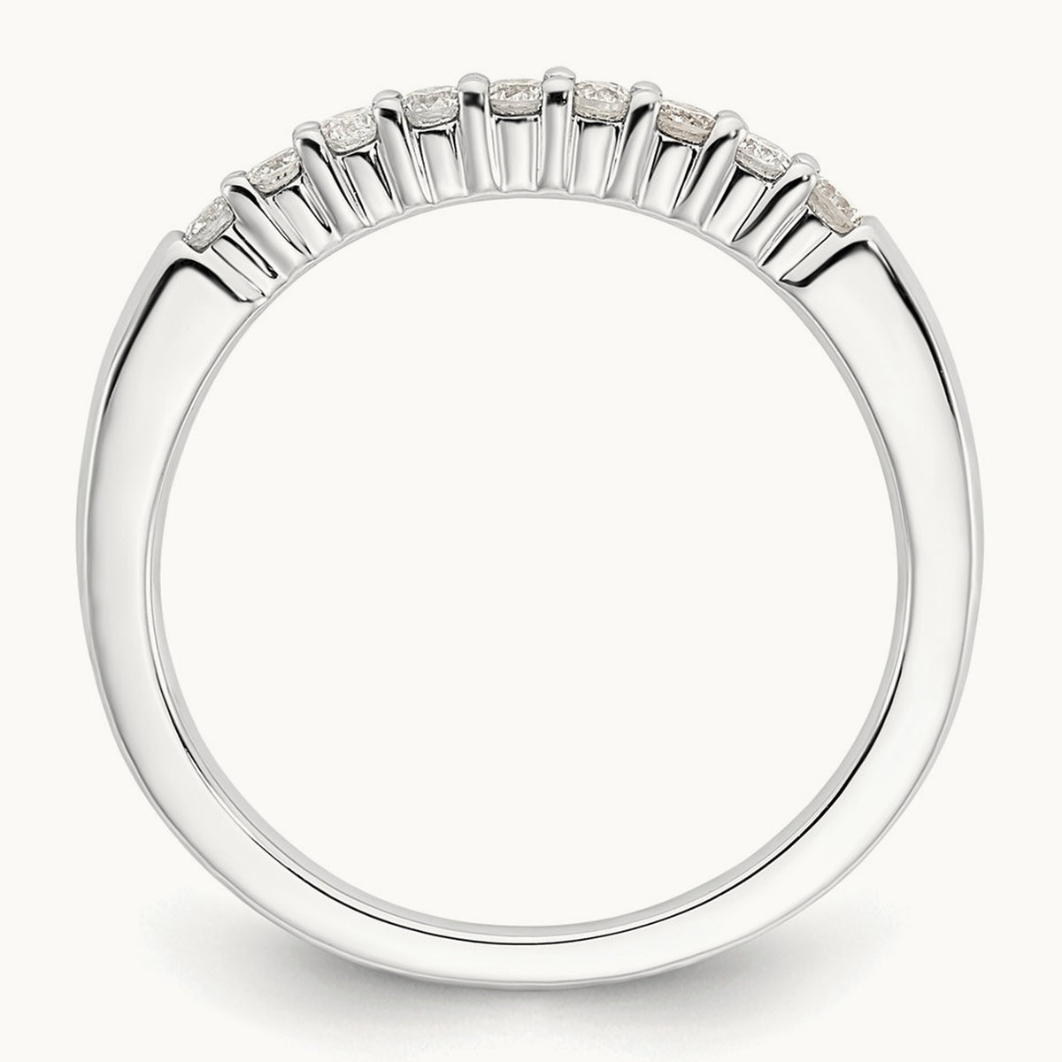 9-Stone Diamond Band, 14K White Gold