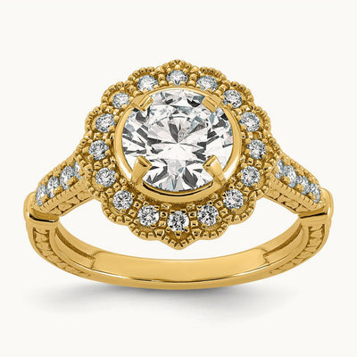 Round Center Halo Engagement Ring, 2.00-4.25 ct tw Lab-Grown Diamond