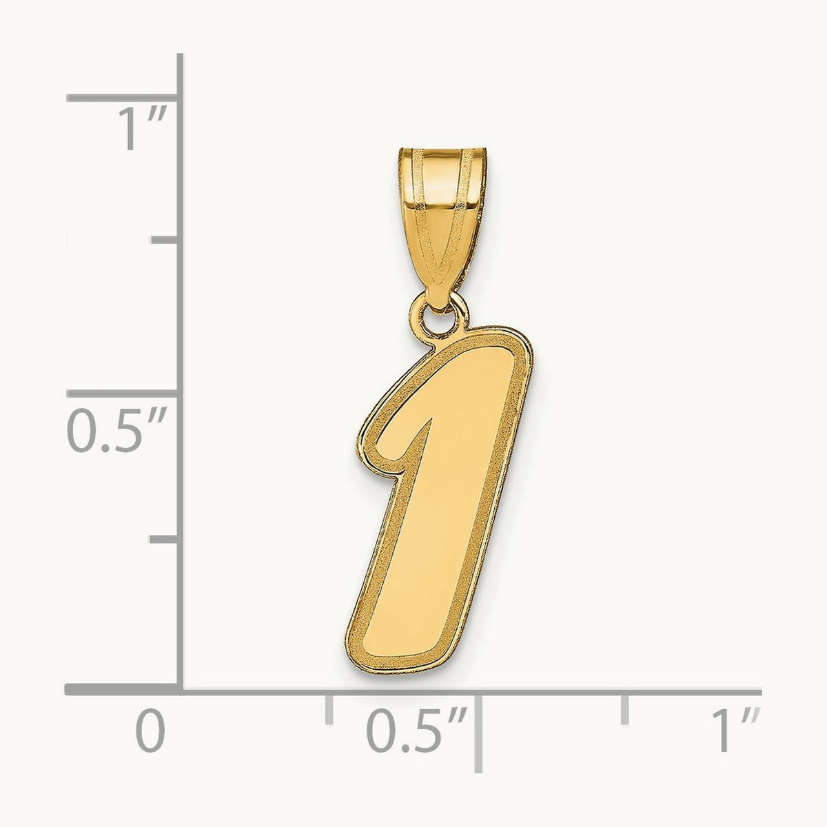 Brushed Border Script Number 1 Pendant, 14K