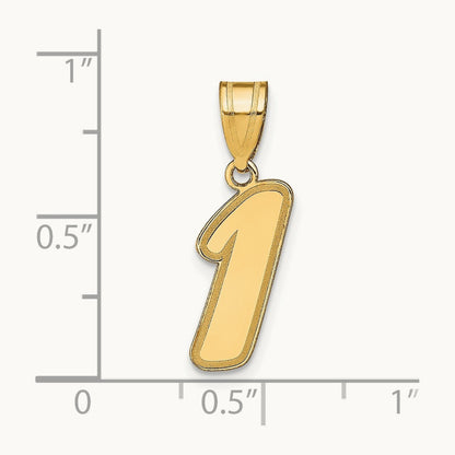 Brushed Border Script Number 1 Pendant, 14K
