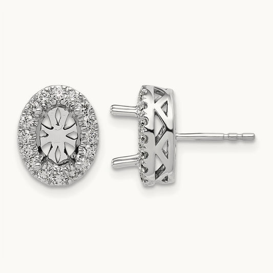Oval Semi-Mount Halo Post Earrings, 0.50 ct tw Lab-Grown Diamond