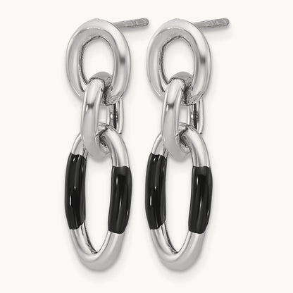 Rhodium-plated with Enamel Dangle Post Earrings, Sterling Silver — Leslie's