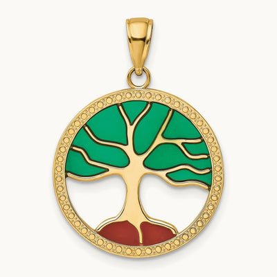 Enameled Tree of Life Pendant, 14K