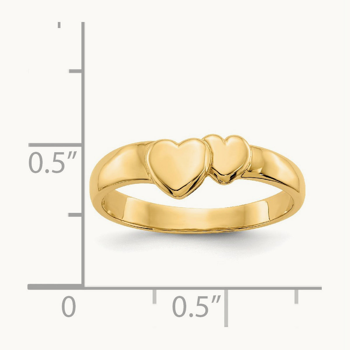 Polished Adjoining Hearts Ring, 14K Gold