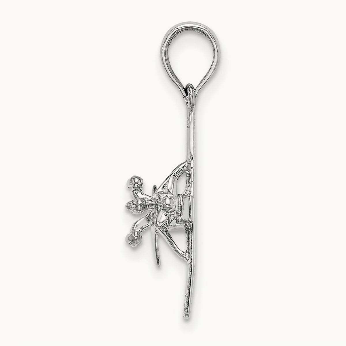 3-D High-Wing Airplane Pendant — 14K White Gold