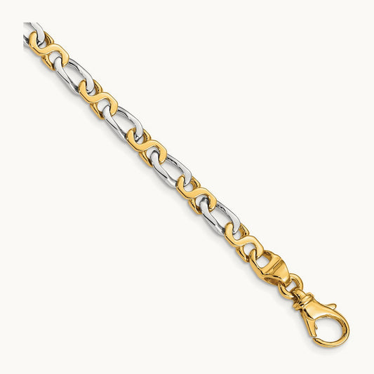 Hand Polished Fancy Link Bracelet, 4.8mm, 14K Two-tone