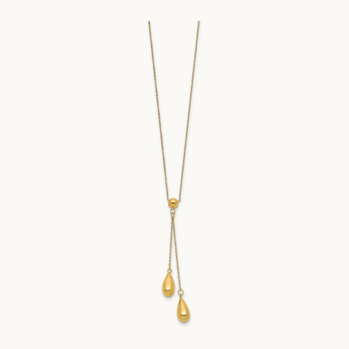 Polished Dangle Bead Necklace, 14K