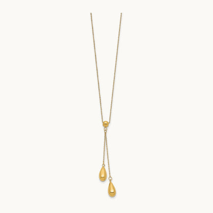 Polished Dangle Bead Necklace, 14K