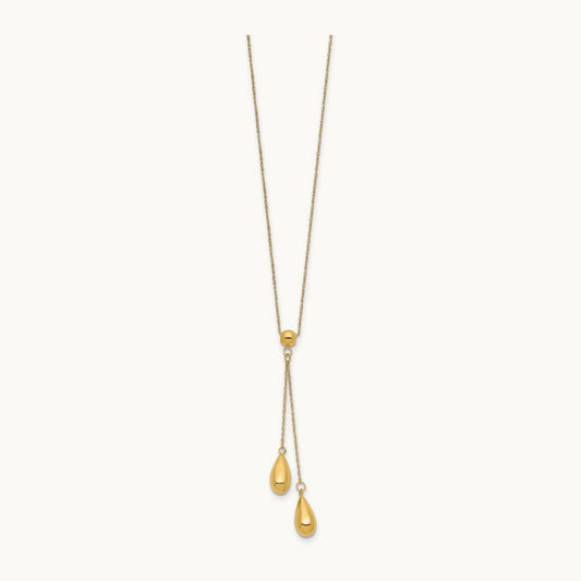 Polished Dangle Bead Necklace, 14K