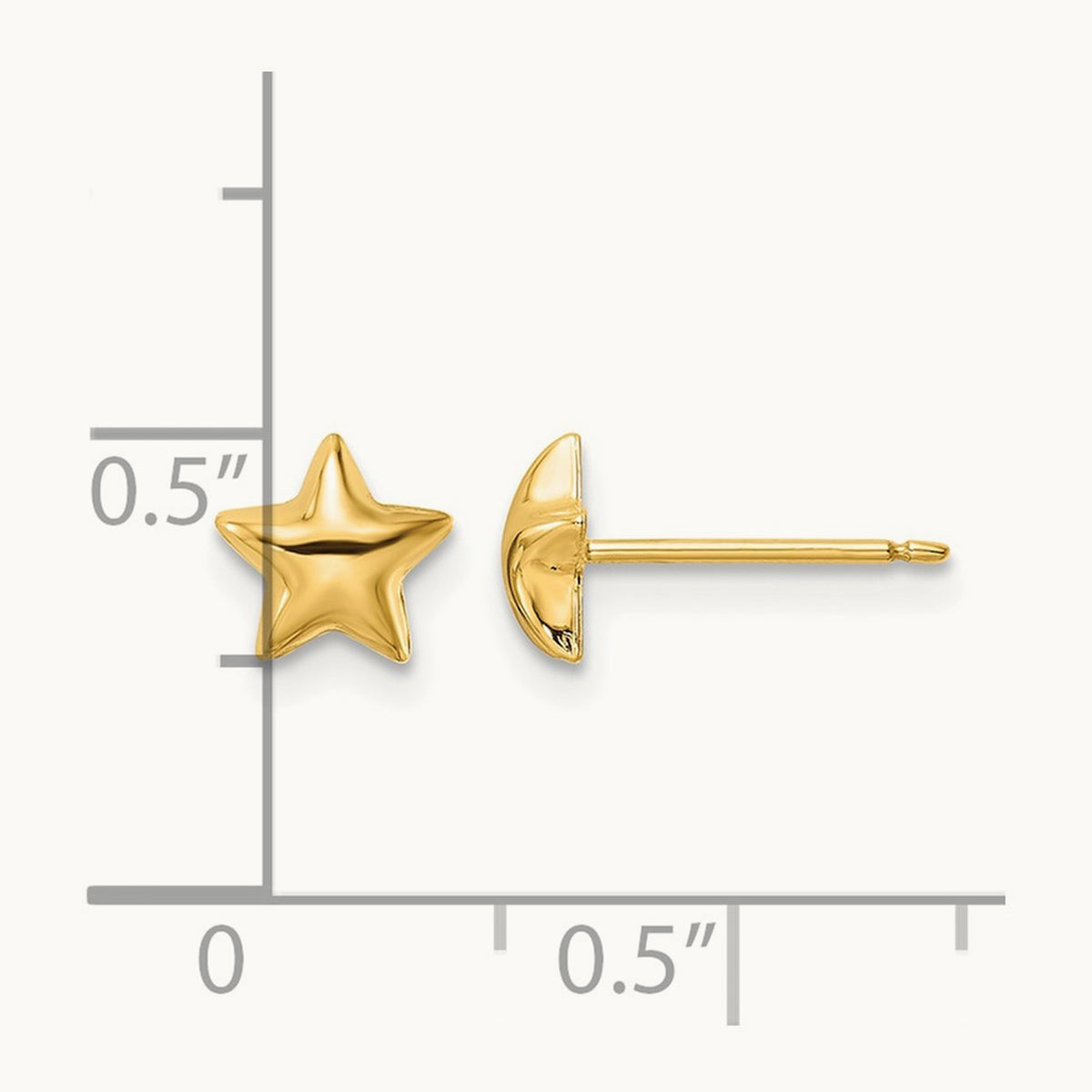 Polished Star Post Earrings, 14K