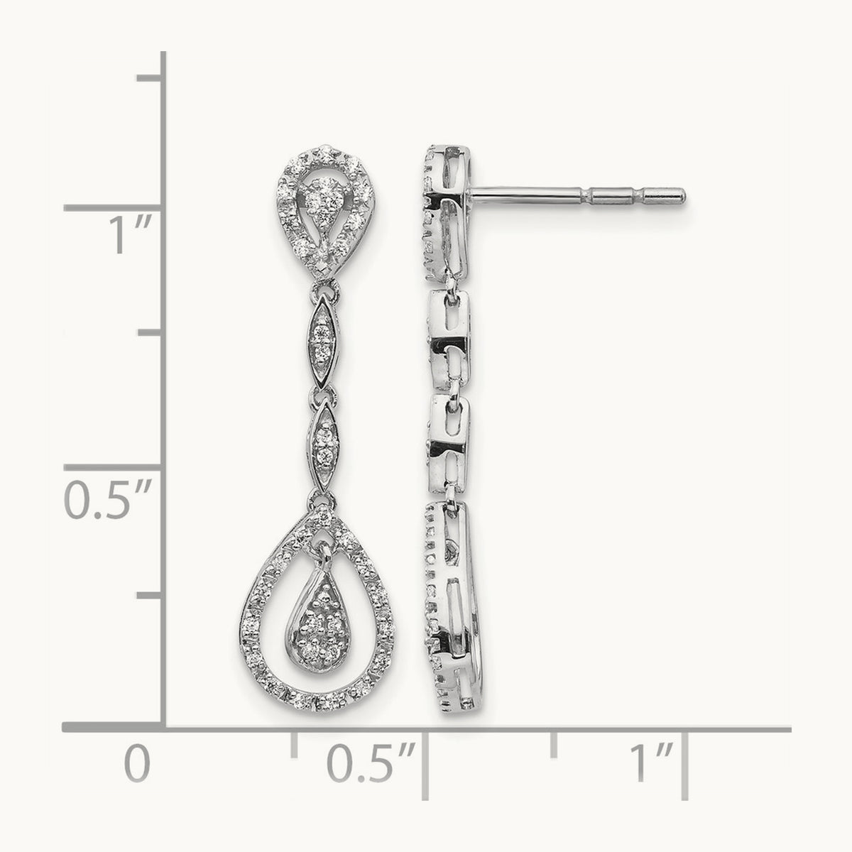 Teardrop Diamond Dangle Earrings — 28mm
