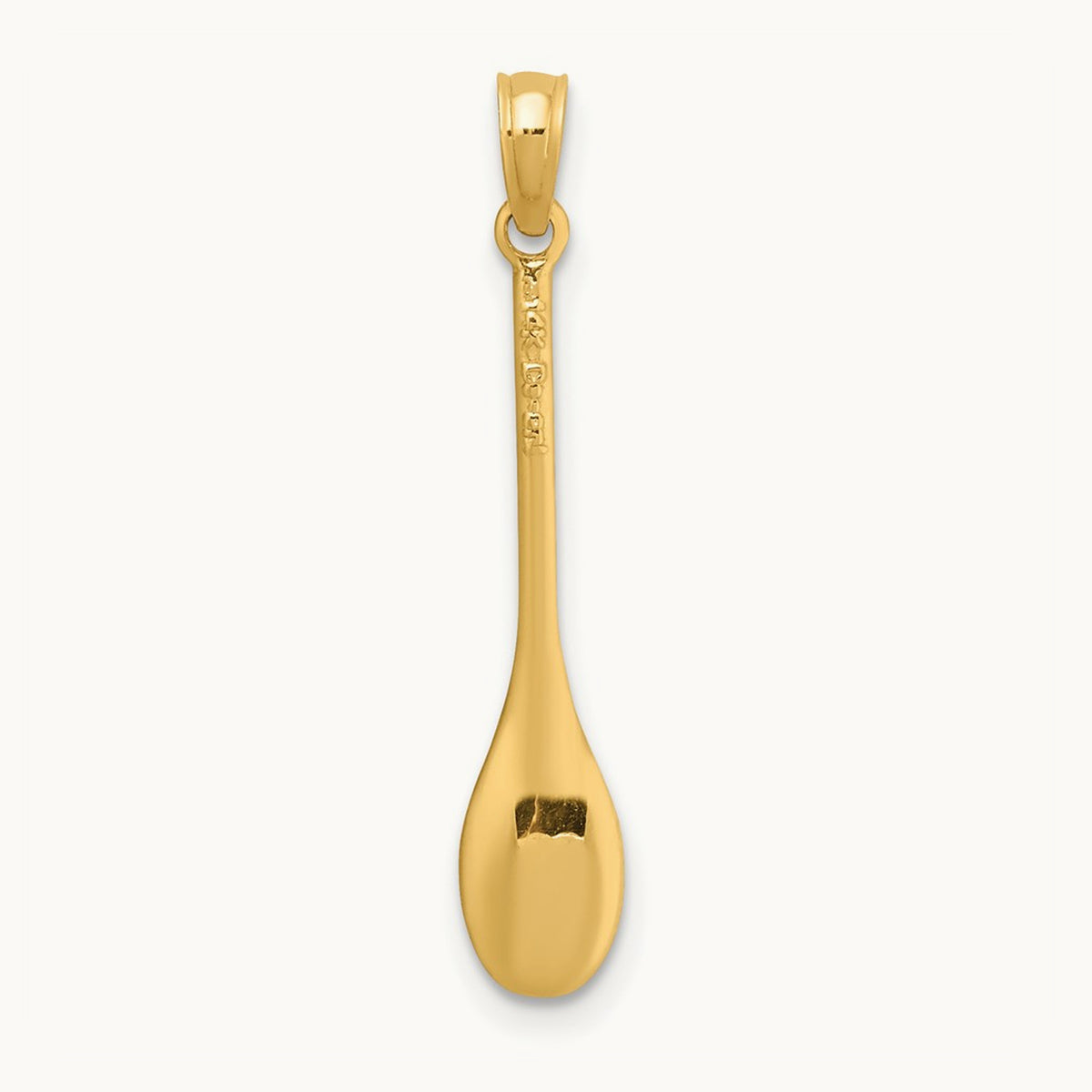 Polished 3-D Spoon Charm, 14K