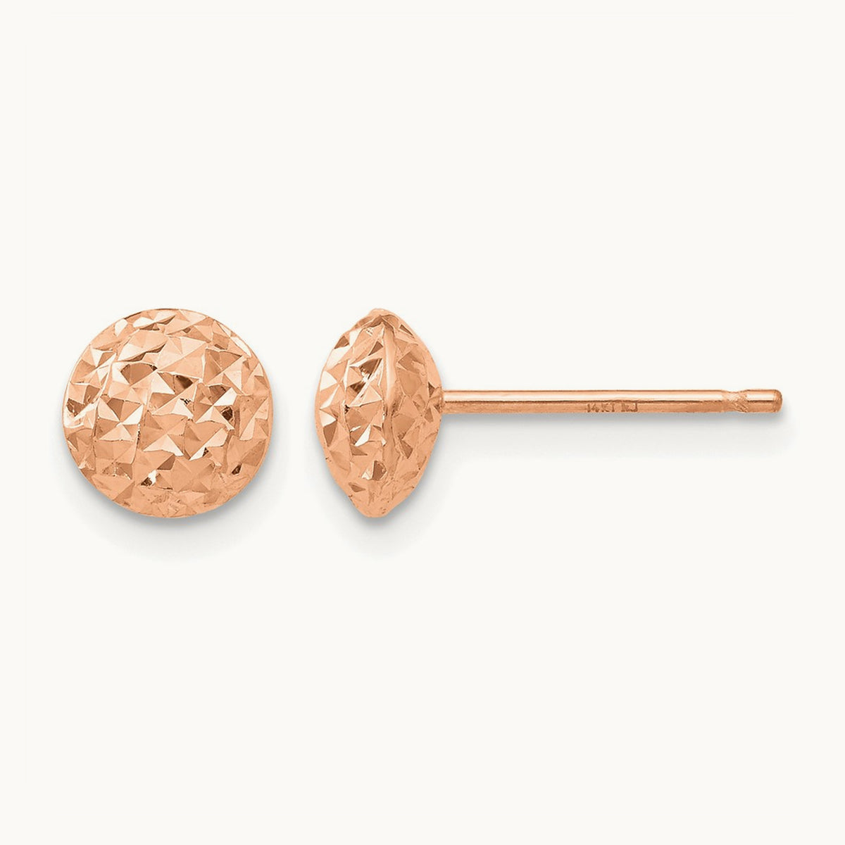 Circle Puff Post Earrings — 14K Rose Gold, 6mm