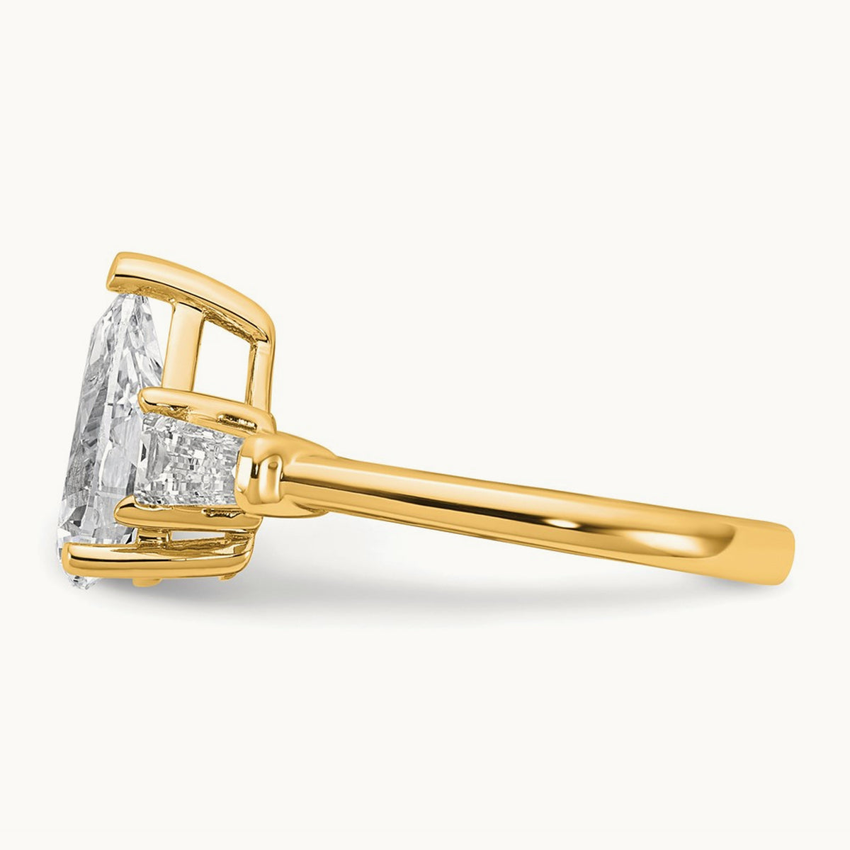 Pear/Baguette Engagement Ring — 14K Yellow Gold, 2 5/8 ct, 7