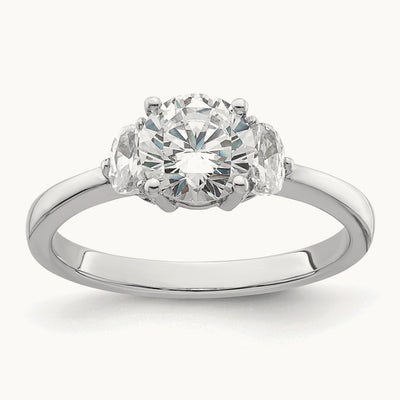 3 Stone Half Moon/Round Semi-Mount Ring, 0.50 ct tw